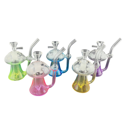 5.4 Inch Tall Colored Mushroom Small Bong with White Dots on Top 14mm Female Joint