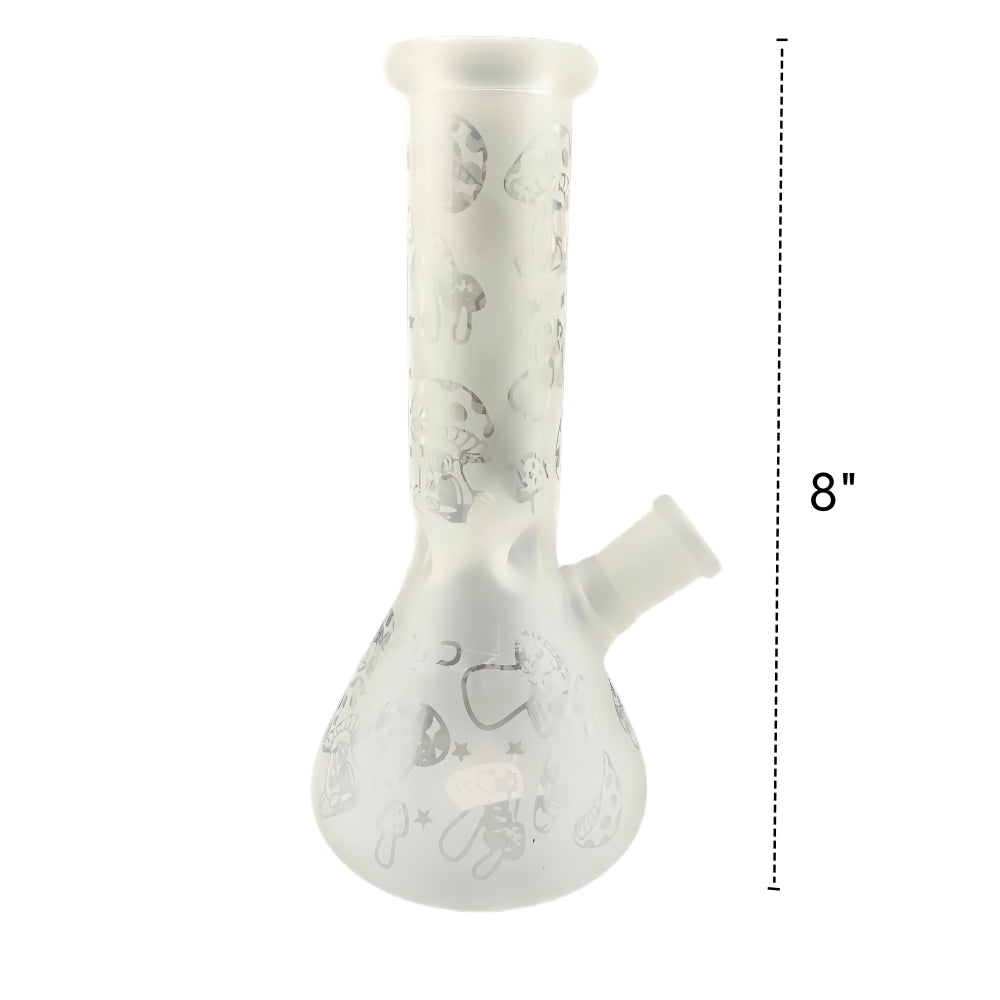 8 Inch Tall Sandblast Glass Beaker Water Pipe