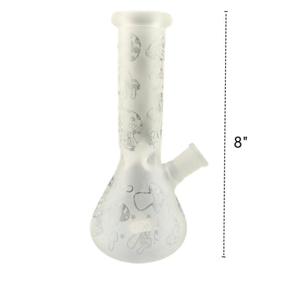 8 Inch Tall Sandblast Glass Beaker Water Pipe