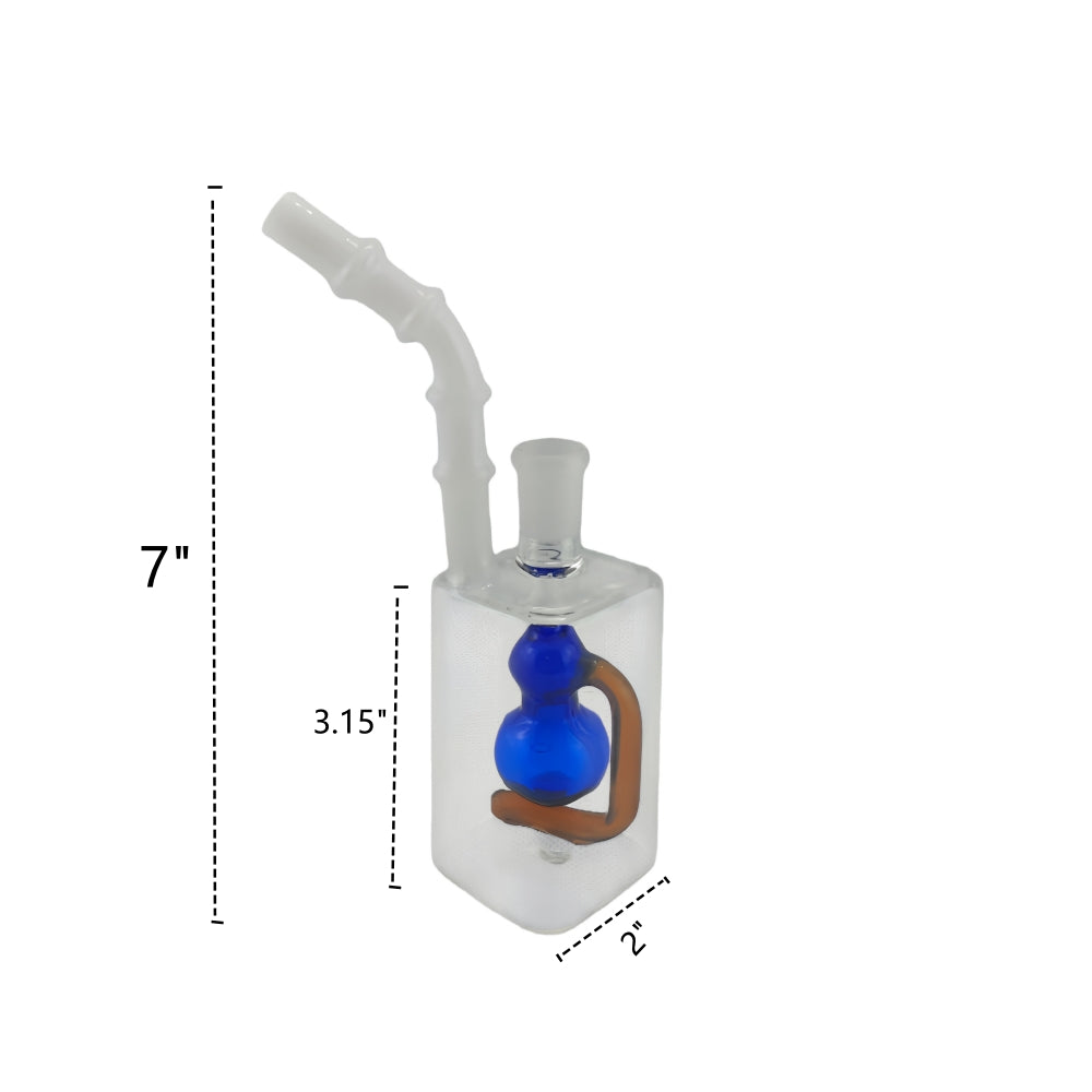 7 Inch Tall Square Glass Perc Bong-Random Perc Comes