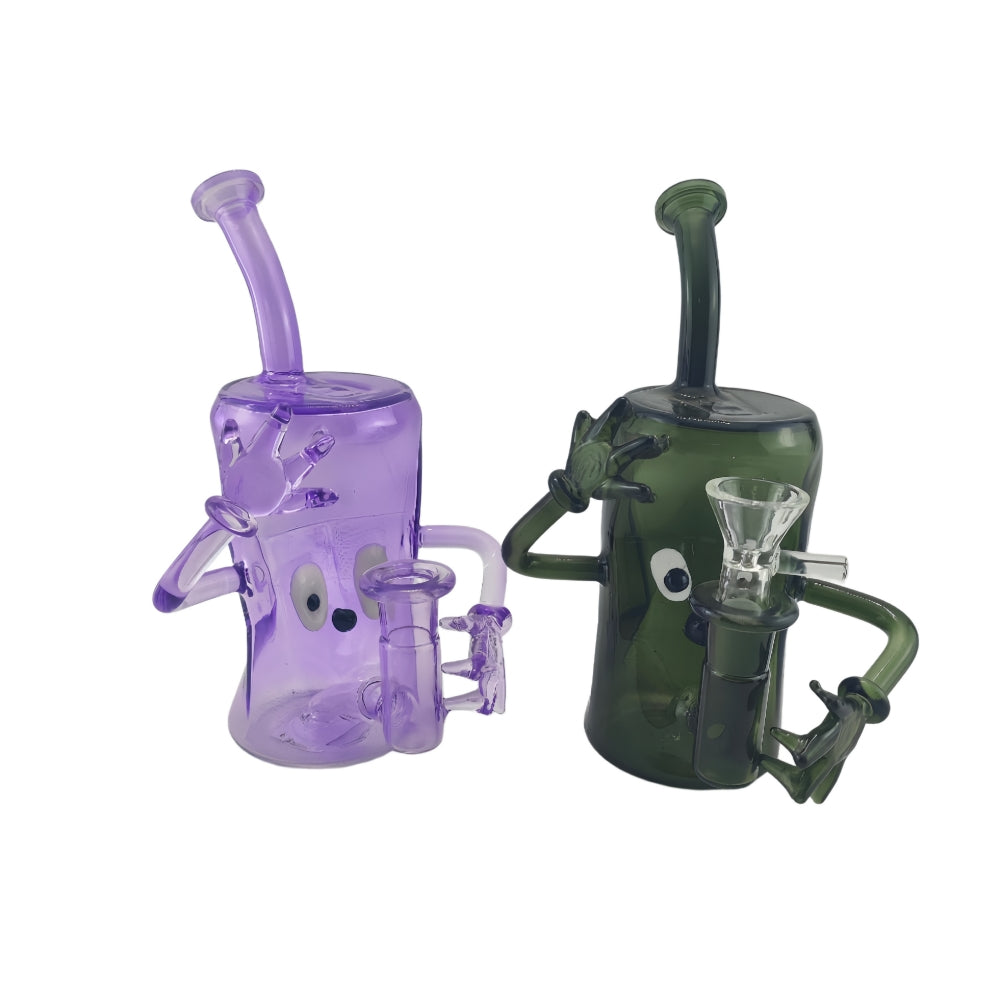 7 Inch Tall Can Shape Cartoon Human Glass Water Pipe-Random Color  Comes