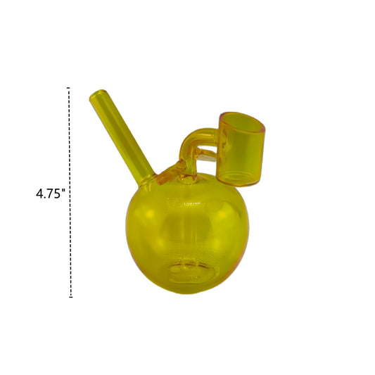 4.75 Inch Tall Apple Design Mini Glass Dab Rig with Fixed Banger