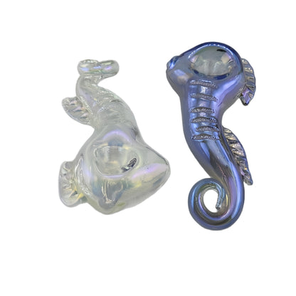 4 Inch Length Electroplating  Seahorse Glass Hand Pipes-Random Color Comes-Pack of 2