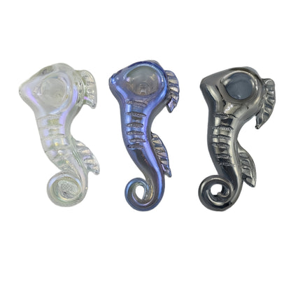 4 Inch Length Electroplating  Seahorse Glass Hand Pipes-Random Color Comes-Pack of 2