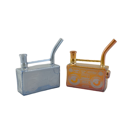 5.7 Inch Tall Electroplating Radio Design Glass Water Pipes-Random Color Comes