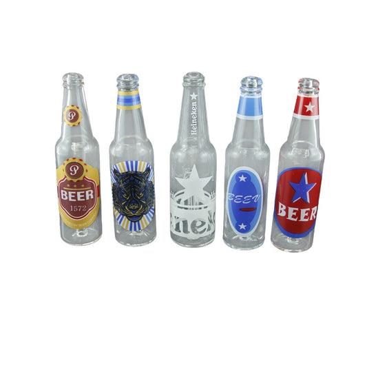 6 Inch Clear Glass Beer Bottle Smoking Water Pipe-Random Sticker Comes