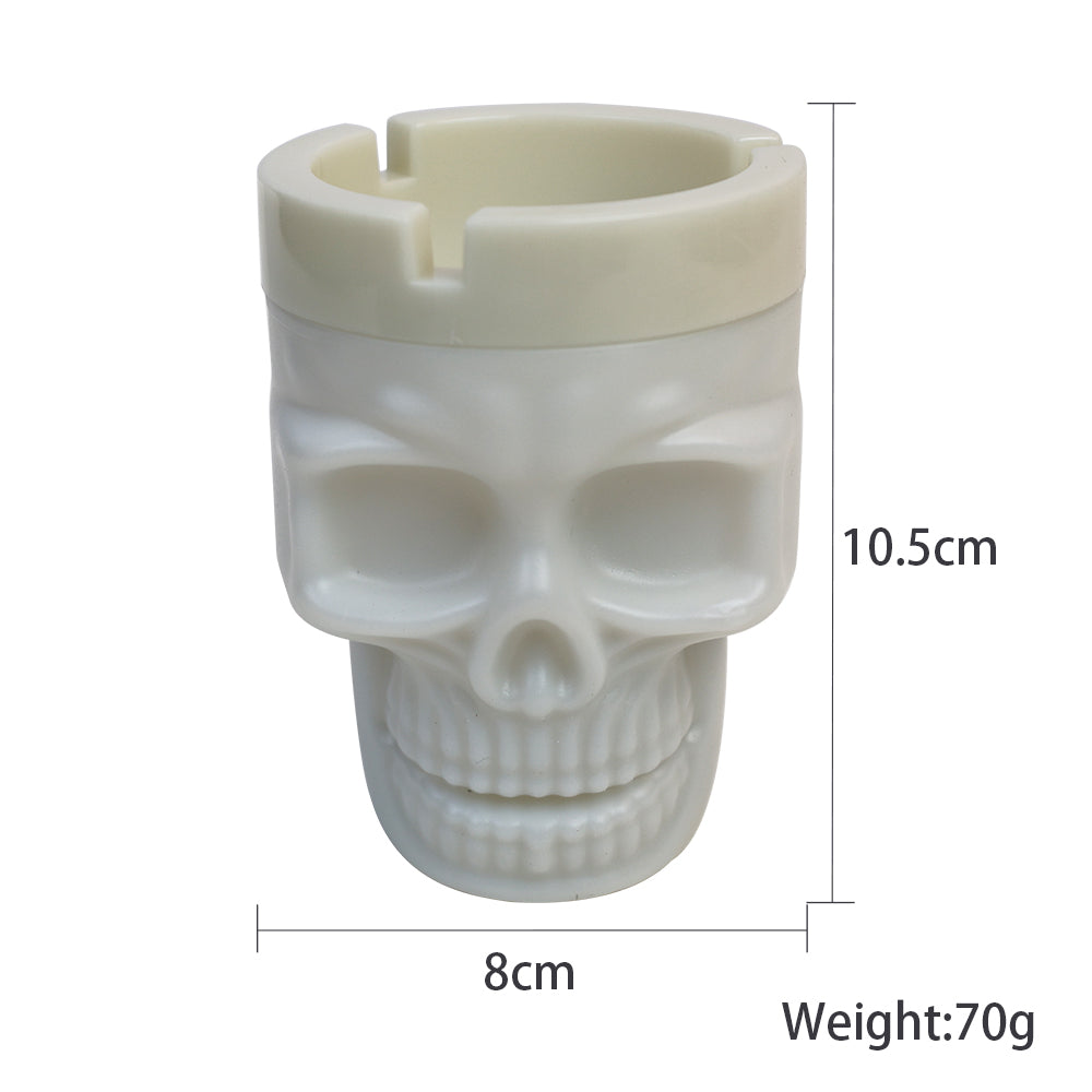 Glow in the Dark Plastic Skull Ash Tray-12 PCS in Display Box