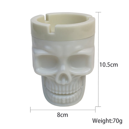 Glow in the Dark Plastic Skull Ash Tray-12 PCS in Display Box