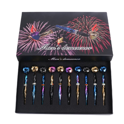 Multi Colors Metal Hand Pipe with Diamond Ring-10pcs/Gift Box
