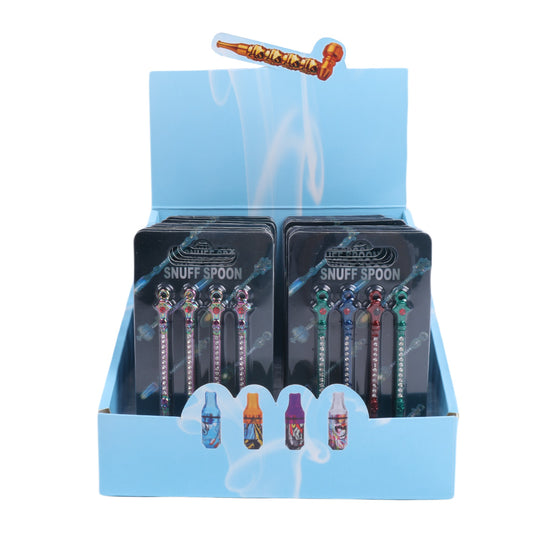 Mini Metal Snuff Spoon Multi Colors with Diamond Skull Mask