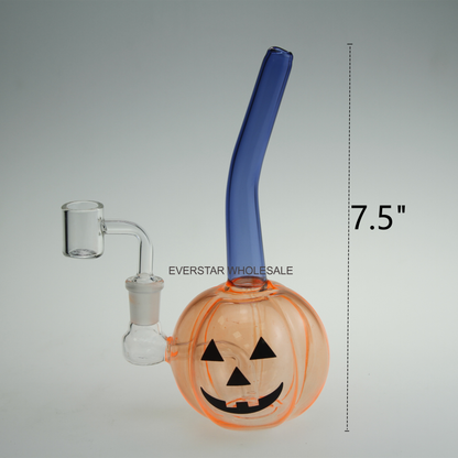 7.5“  Halloween Pumpkin Face Glass Dab Rig
