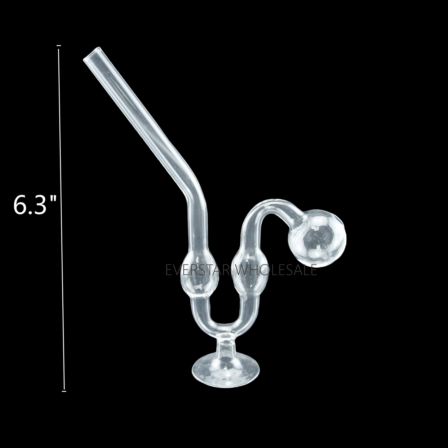 Water Dog Clear Glass Oil Burner Pipe with Base-Pack of 2