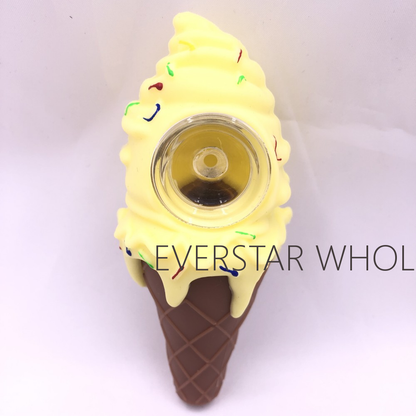 Ice Cream Silicone Hand Pipe 4.6 INCH-PACK OF 1