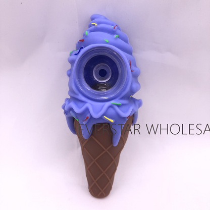 Ice Cream Silicone Hand Pipe 4.6 INCH-PACK OF 1
