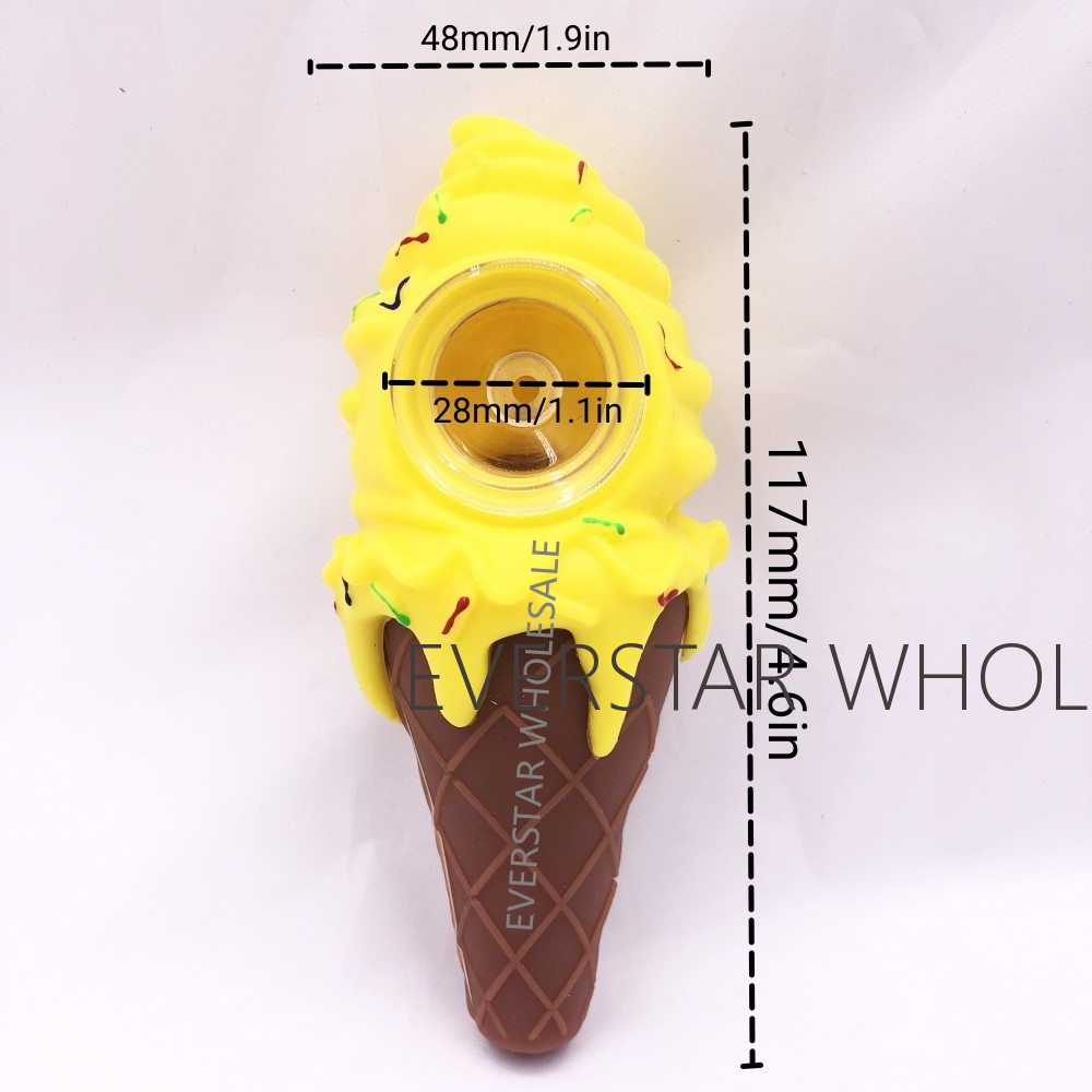 Ice Cream Silicone Hand Pipe 4.6 INCH-PACK OF 1