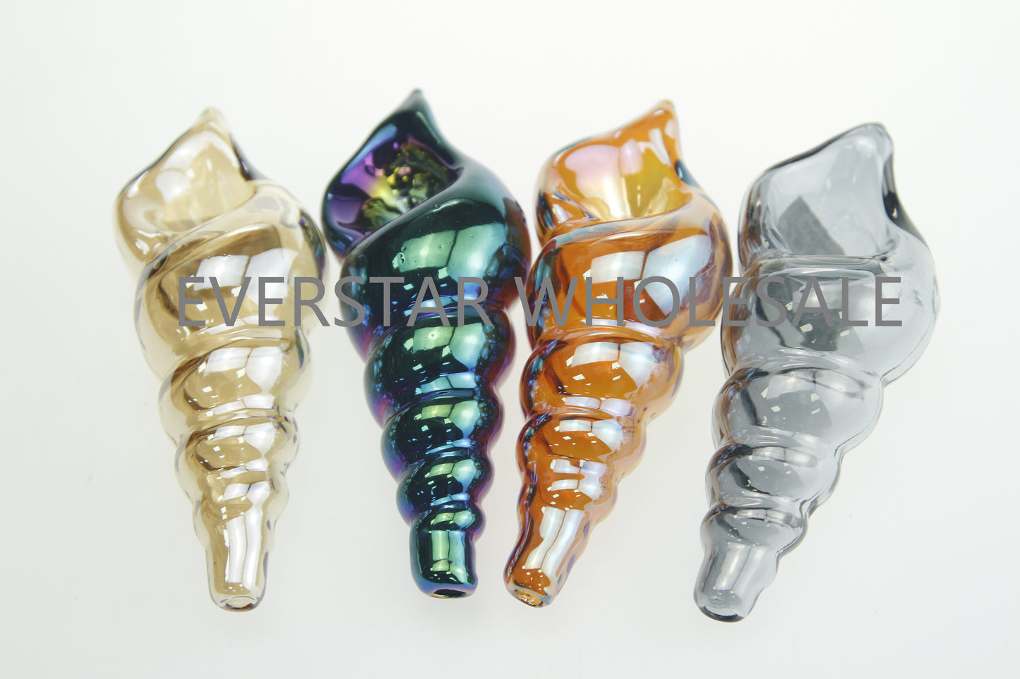 4.5" electroplated seashell glass hand pipe