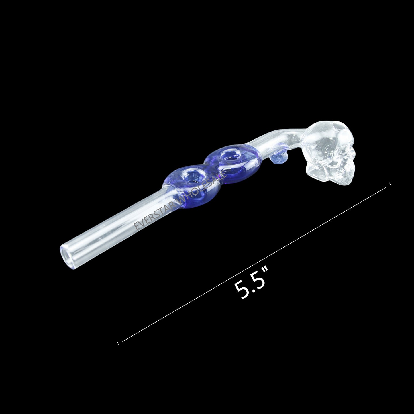 L Bend Double Donuts Skull  Glass Oil Burner Pipes-PACK of 2