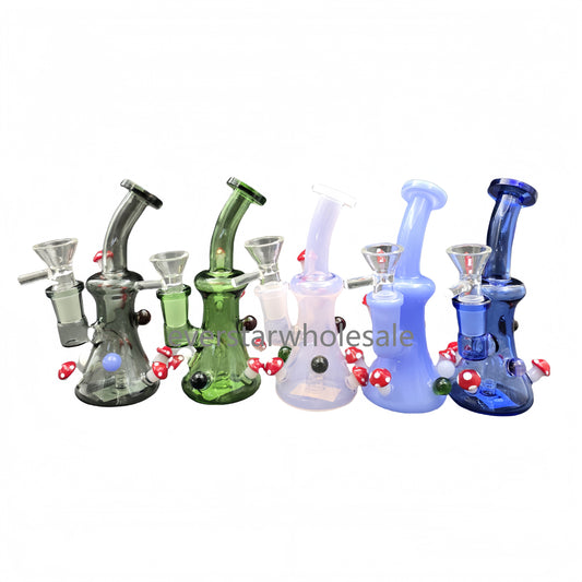 5" Tall Mushroom Glass Bong Water Pipe Mix Colors