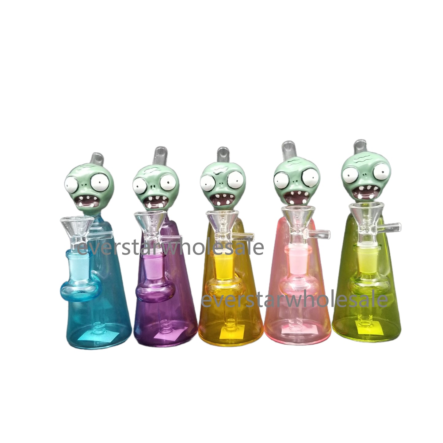 6.5 Inch Tall Colored Character Head Glass Water Pipe