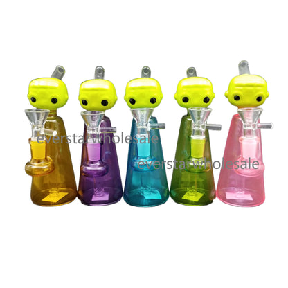 6.5 Inch Tall Colored Character Head Glass Water Pipe