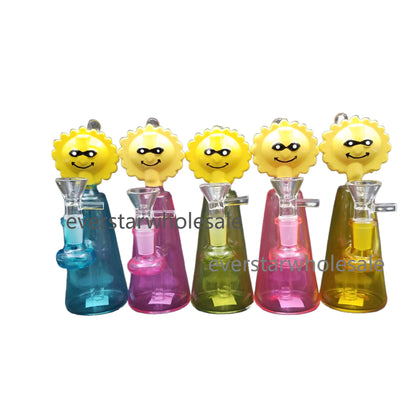6.5 Inch Tall Colored Character Head Glass Water Pipe