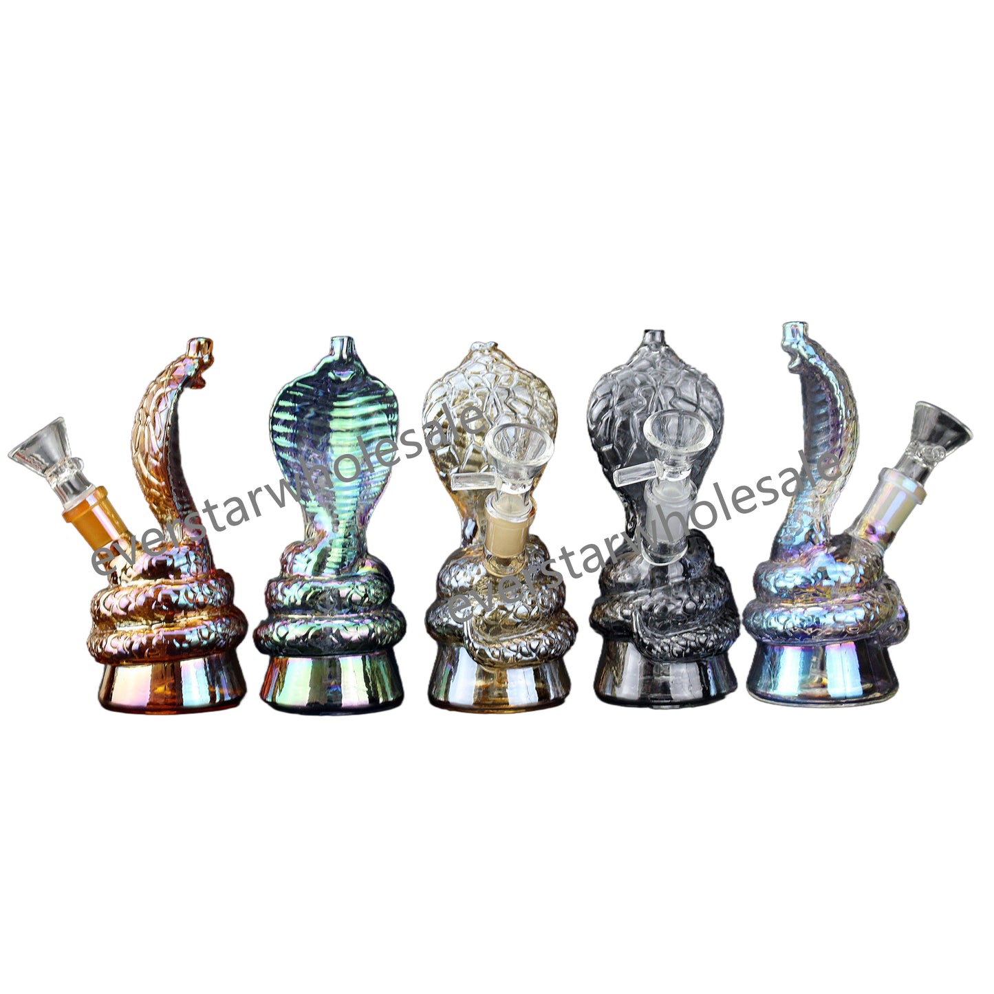5.7 Inch Tall Electroplated Snake Glass Water Pipe 14mm Female Joint