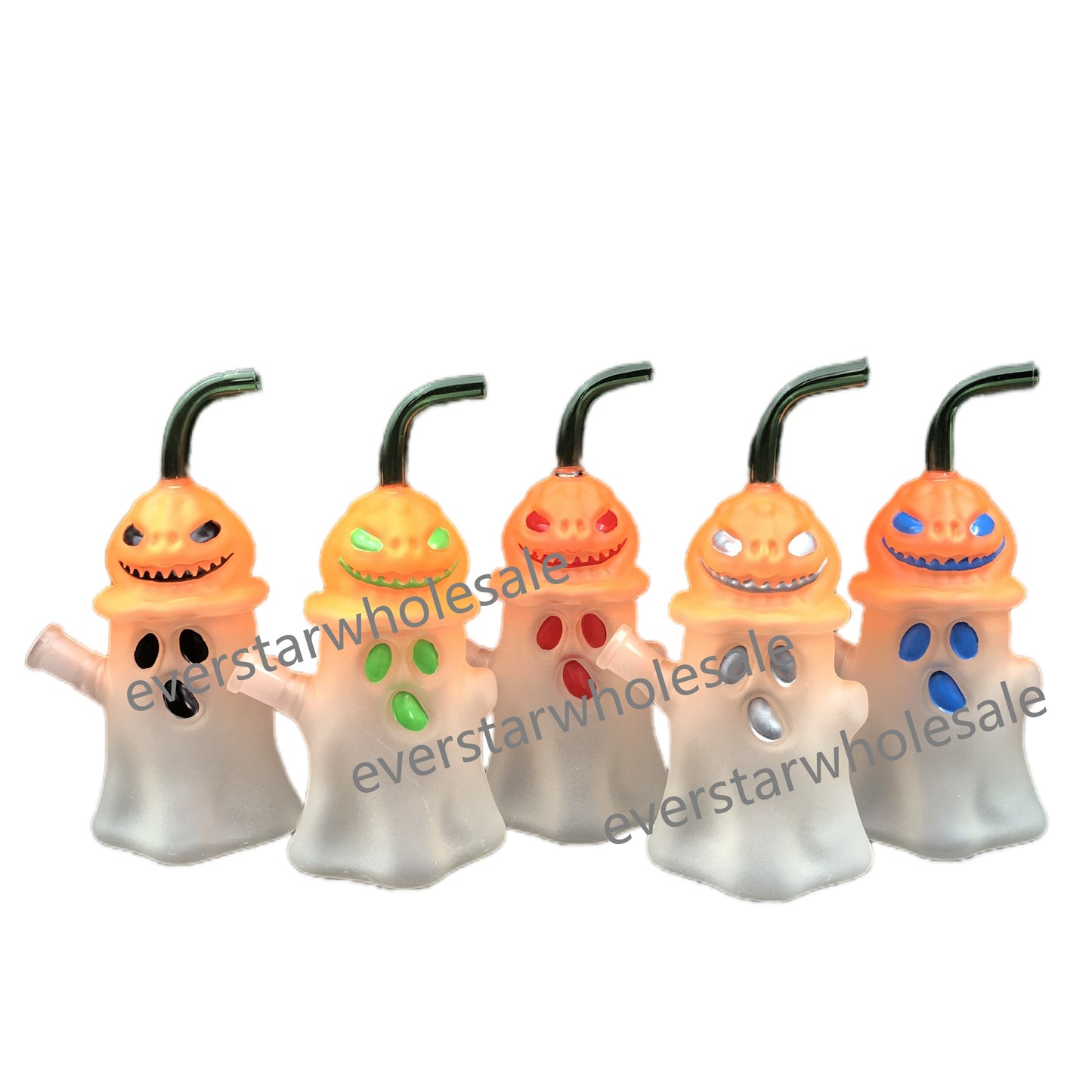 7.7 Inch Tall Glow in the Dark Colored Ghost Glass Water Pipe Halloween Gift