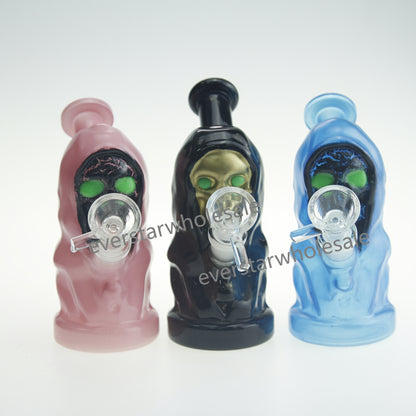 5.6 Inch Tall Colored Wizard Glass Bong Water Pipe Glow in the Dark Eyes
