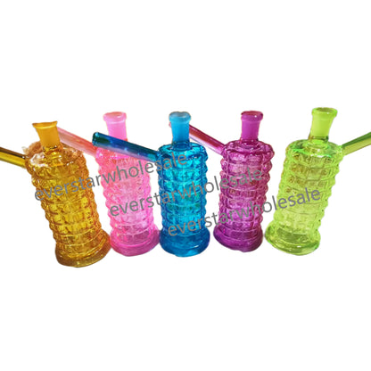 6 Inch Tall Curved Diamond Glass Straight Bong Water Pipe