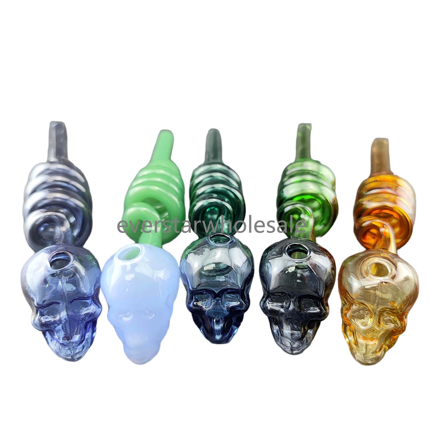 5.5 Inch Length Colorful Glass Oil Burner Pipe Skull Chamber Spiral Tube-10 PCS PACK