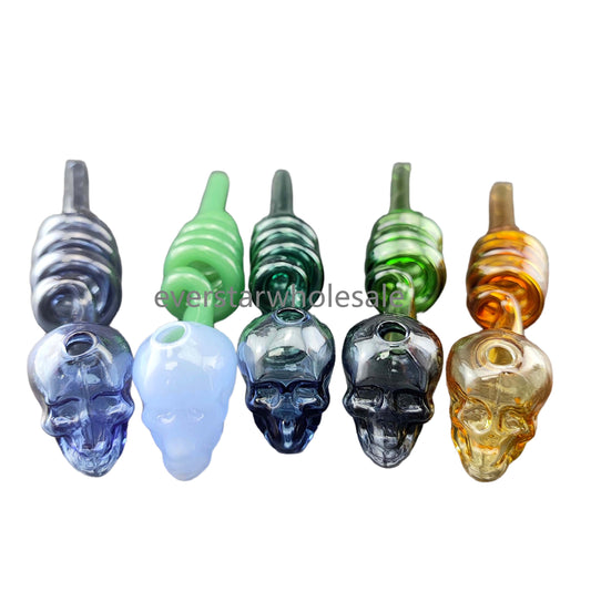 5.5 Inch Length Colorful Glass Oil Burner Pipe Skull Chamber Spiral Tube-10 PCS PACK