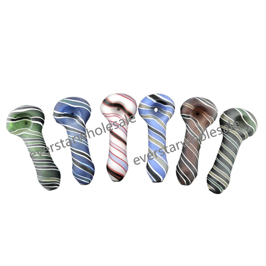 4 Inch Length Twisted Line Glass Spoon Hand Pipes-Random Color Comes