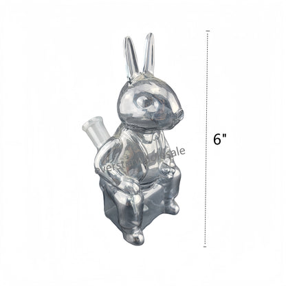6 Inch Electroplated Big Rabbit Glass Water Pipe-Random Color Comes