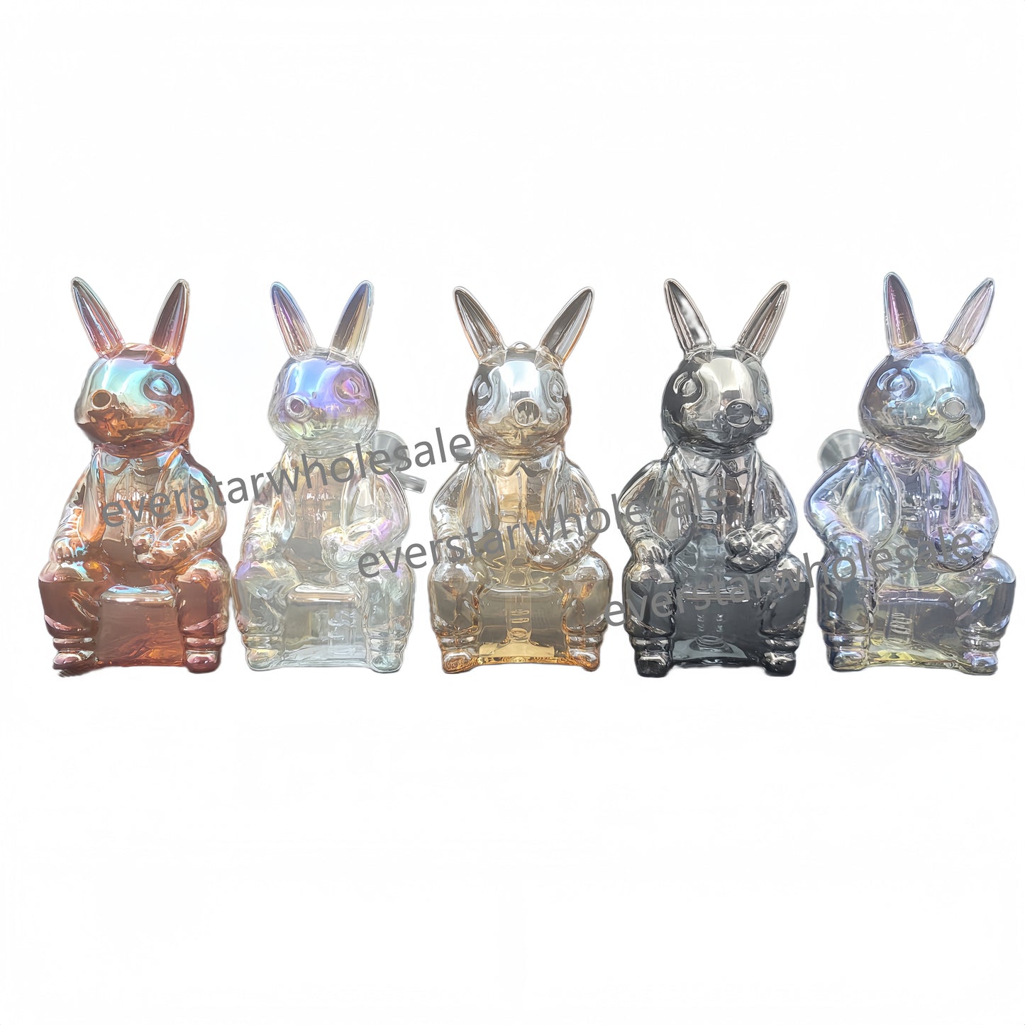 6 Inch Electroplated Big Rabbit Glass Water Pipe-Random Color Comes