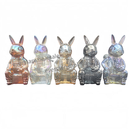 6 Inch Electroplated Big Rabbit Glass Water Pipe-Random Color Comes