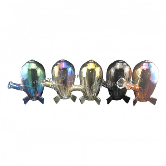 4.75 Inch Electroplated Rocket Design Small Glass Water Pipe 14mm Female Joint-Random Color Comes