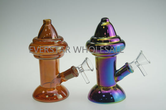 5.3Inch Tall Metallic Color Electroplating Fire Hydrant Glass Water Pipe Smoking Pipes-Random Color Comes