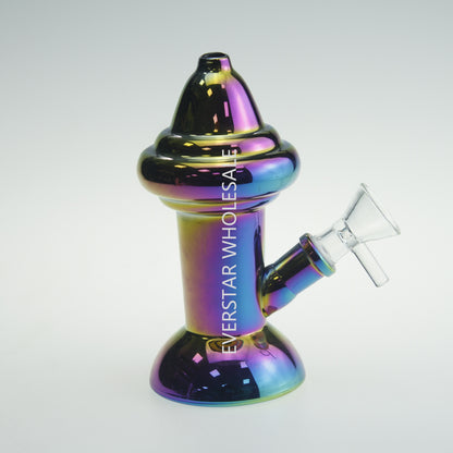 5.3Inch Tall Metallic Color Electroplating Fire Hydrant Glass Water Pipe Smoking Pipes-Random Color Comes
