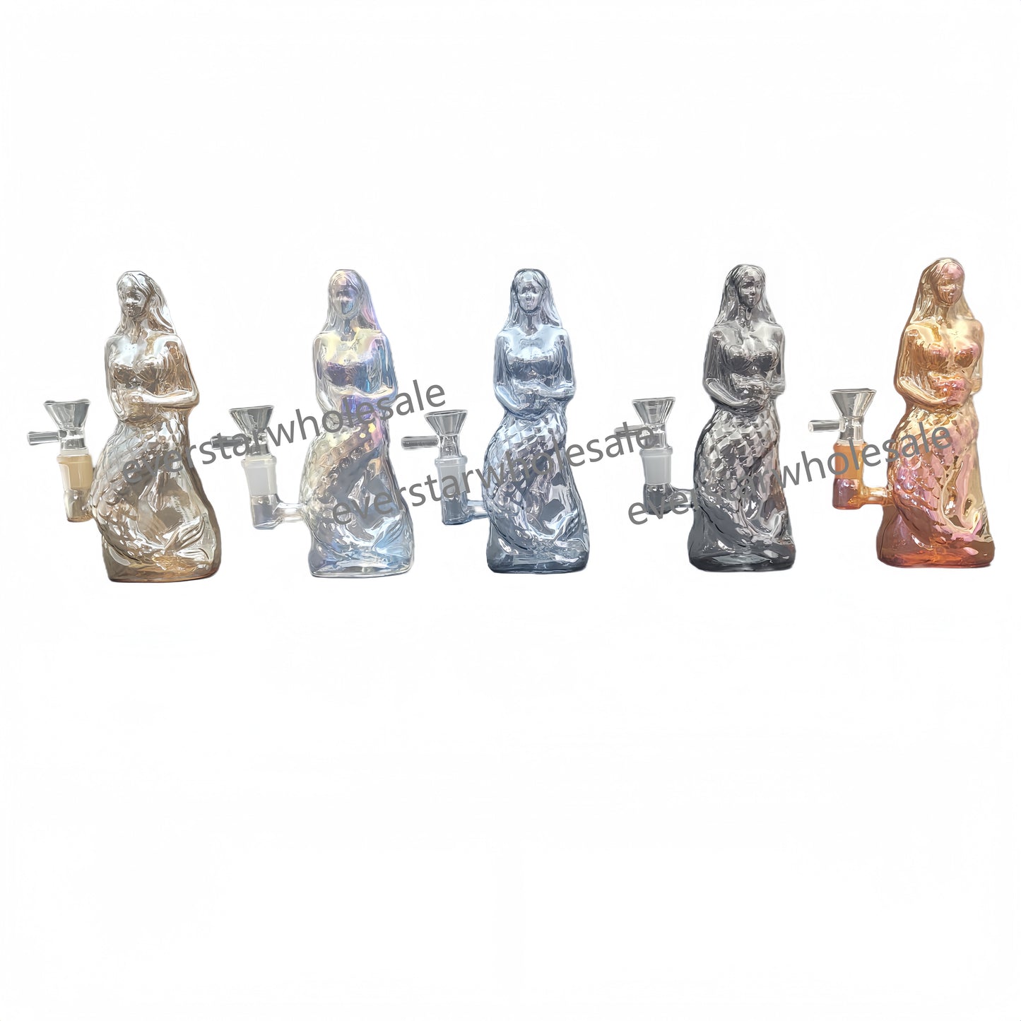 7 Inch Electroplating Mermaid Smoking Glass Water Pipe 14mm Female Joint-Random Color Comes