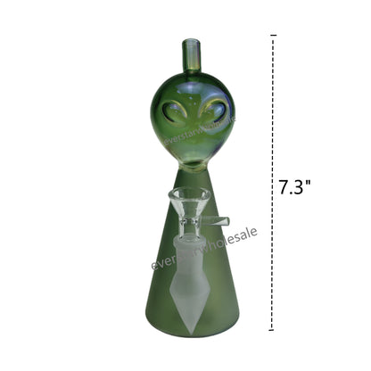 7.3 Inch Electroplating Sandblast Alien Head Beaker Base Glass Water Pipe-Random Color Comes