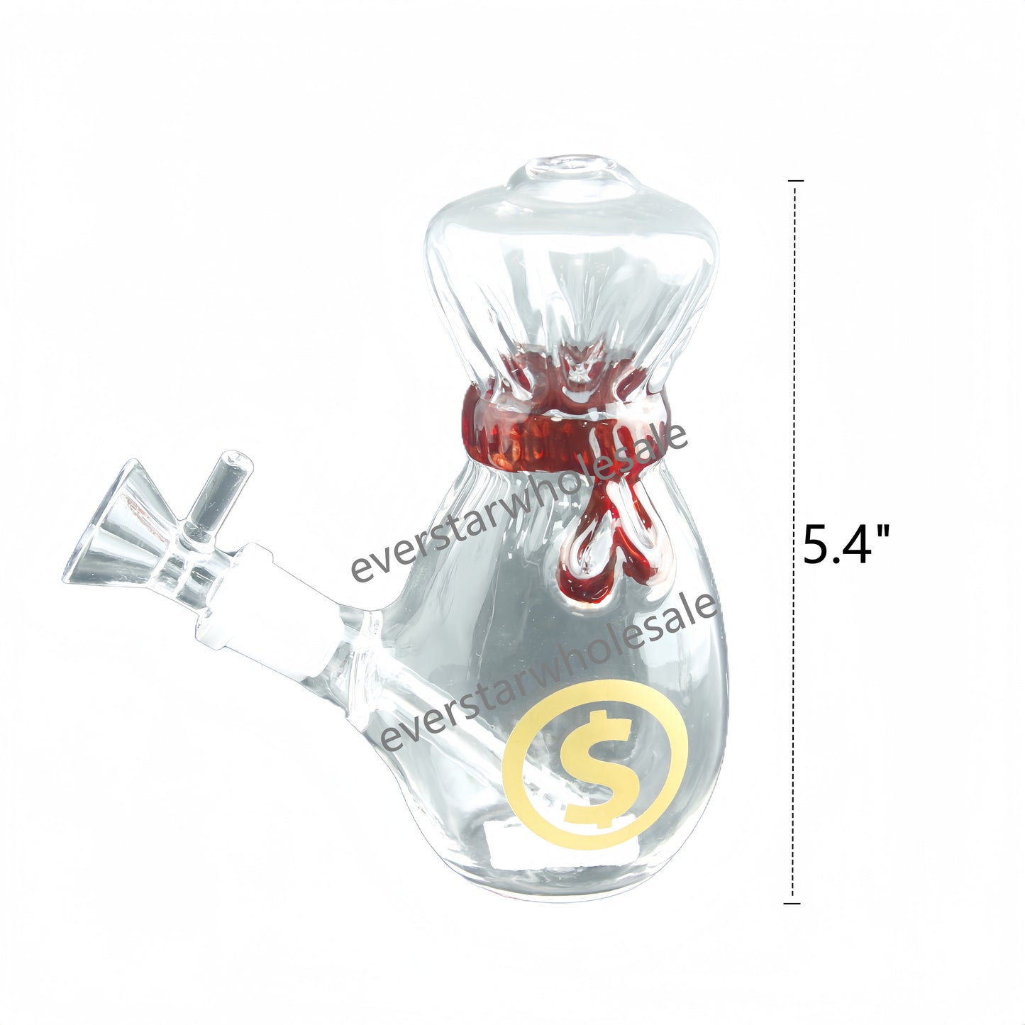 5.4 Inch Cash Bag Glass Water Pipe with Fixed Downstem 14mm Female Joint-Random Color Comes