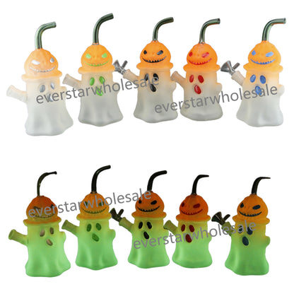 7.7 Inch Tall Glow in the Dark Colored Ghost Glass Water Pipe Halloween Gift