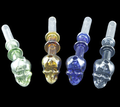 4pcs skull head and  double rings glass oil burner pipes