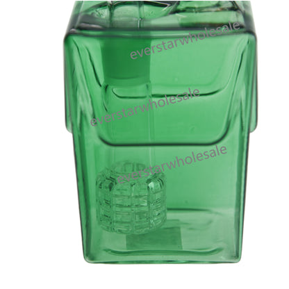6 Inch Tall Two Colors Square Glass Bottle Showerhead Perc Water Pipe 14mm Female Joint-Random Color Comes