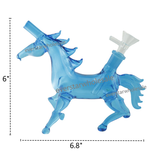 6 Inch Tall Colored Unicorn Glass Water Pipe-Random Color Comes