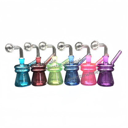 4.25 Inch Tall Small Beaker Base Glass Bubblers with Detachable 14mm Male Joint Oil Burner Pipes