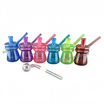 4.25 Inch Tall Small Beaker Base Glass Bubblers with Detachable 14mm Male Joint Oil Burner Pipes