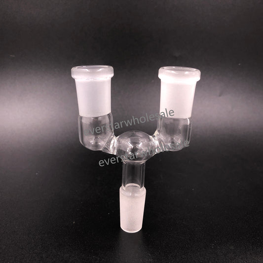 Single 14mm Male Joint to Double 14mm Female Joint Adapter for Glass Water Pipes-Pack of 5