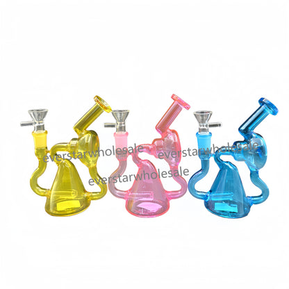 6 Inch Tall Colorful Recycler Dab Rig-Random Color Comes