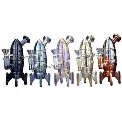 7" Electroplating Rocket Glass Water Pipe-Random Color Comes